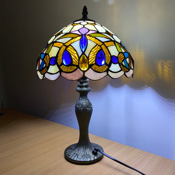Tiffany Diamond Style 10 inch Table Lamp Handcrafted Design Shade Bulb E27 Multicolored
