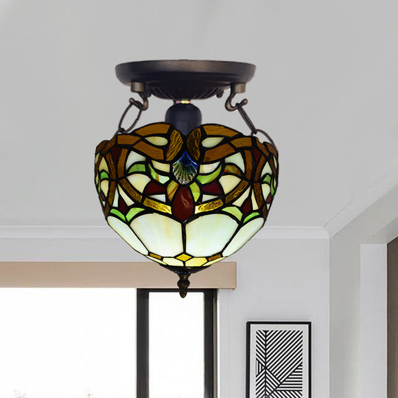 Home Decoration Handcrafted Stained Glass Tiffany Style Ceiling Light