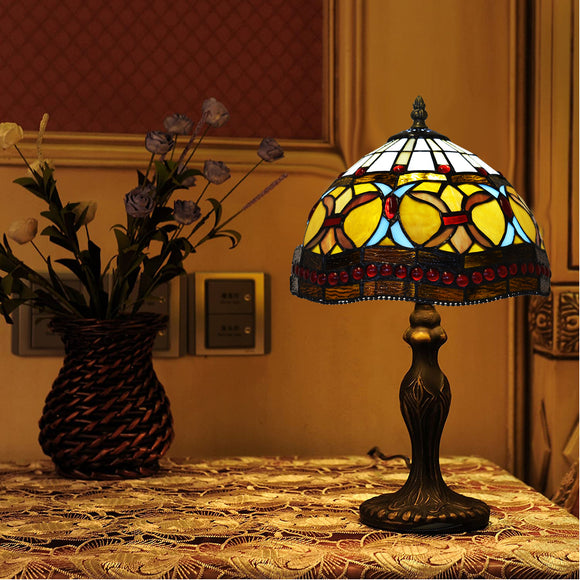 Tiffany Style 10'' Table Lamp Multicolored Stained Glass Desk Home Décor Stylish Classic