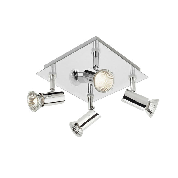 Square 4 Way Adjustable LED Ceiling Lights Chrome Spotlight Fittings Kitchen Bedroom GU10 Bulbs