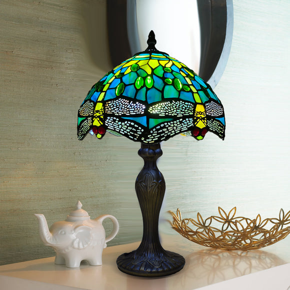 Green Dragonfly Tiffany Style Hand Craft Glass 10 Inch for Living Room Bulb E27