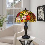 Tiffany 16 inch Table Lamp Multicoloured Flower Style Stained Glass Handmade E27
