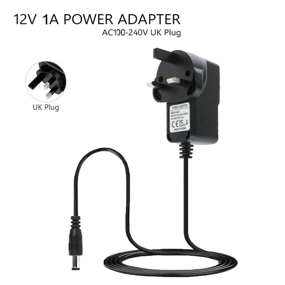 12V 1A AC-DC UK Power Supply Adapter Charger For CCTV Camera DVR LED Strip