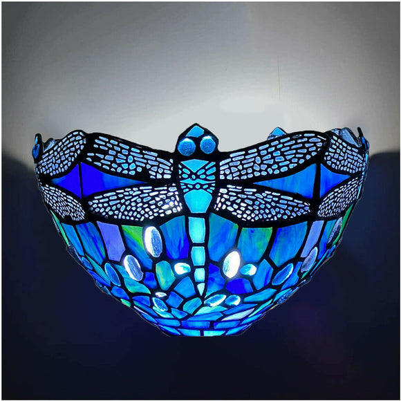 Blue Tiffany Stunning Quality Style Hand Crafted Glass Wall Lamps UK