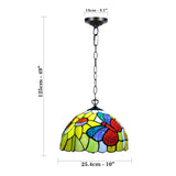 Tiffany Style Pendant Lamps Butterfly Style Stained Glass For Living Room