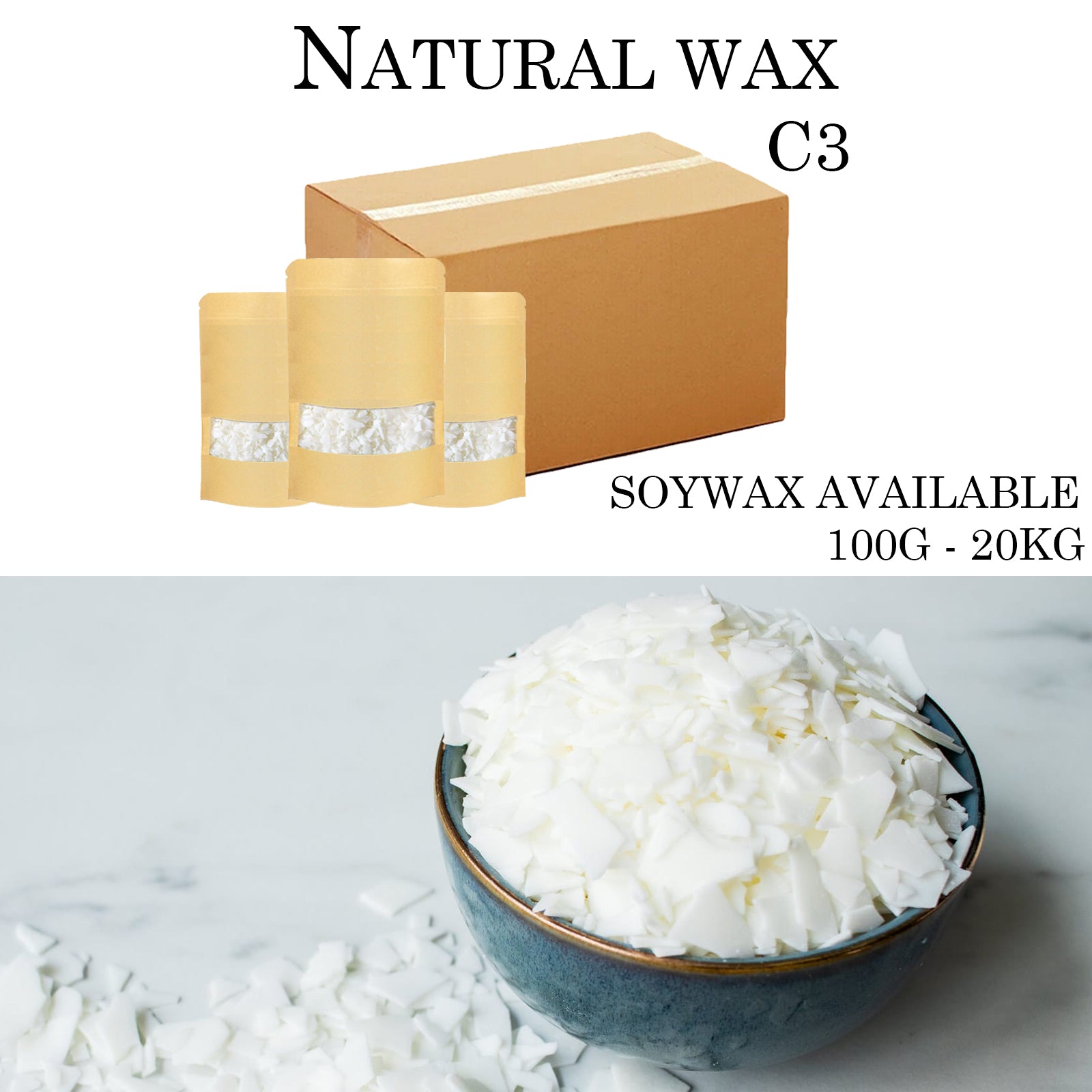 Soy Wax Flakes 100gm-25kg C3 Container Wax Candle Making 100% Pure Eco Soya  Wax 